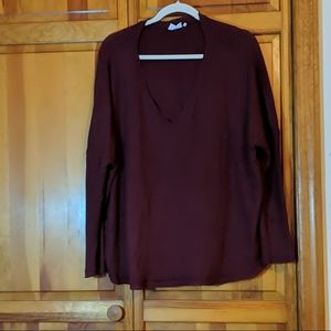Urban Outfitters Burgundy Knit V-Neck Sweater